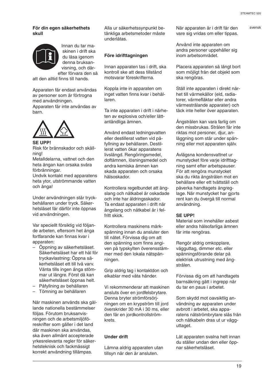 Nilfisk-ALTO STEAMTEC 520 User Manual | Page 21 / 81