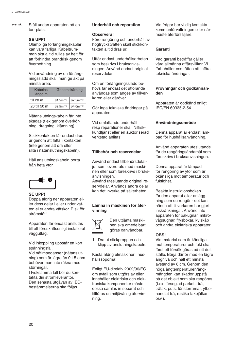 Nilfisk-ALTO STEAMTEC 520 User Manual | Page 22 / 81