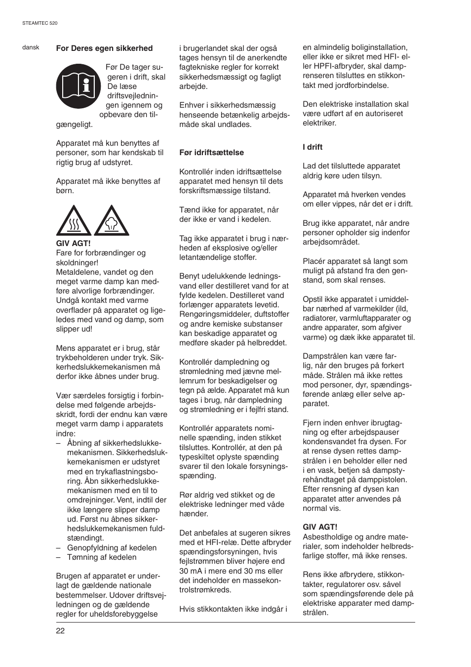 Nilfisk-ALTO STEAMTEC 520 User Manual | Page 24 / 81