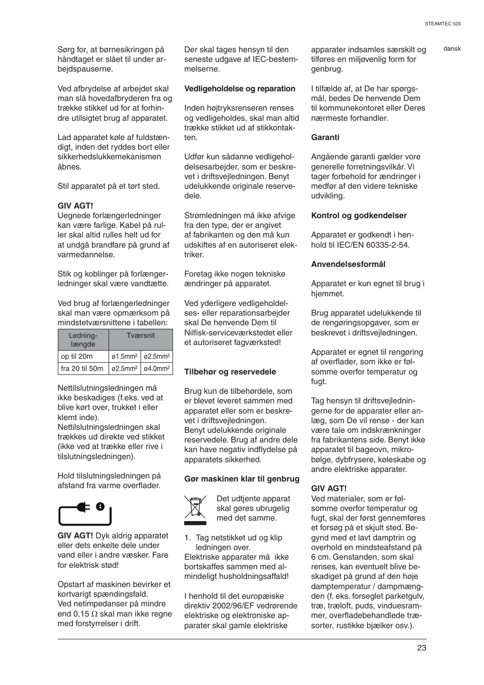 Nilfisk-ALTO STEAMTEC 520 User Manual | Page 25 / 81