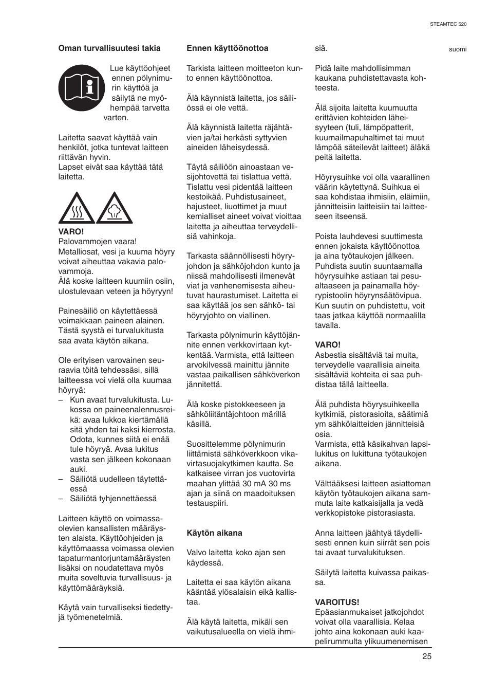 Nilfisk-ALTO STEAMTEC 520 User Manual | Page 27 / 81