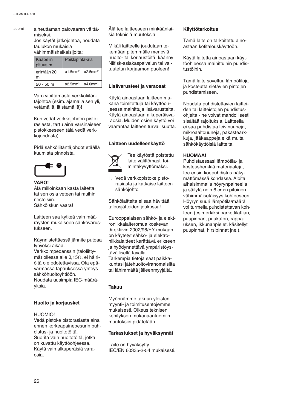 Nilfisk-ALTO STEAMTEC 520 User Manual | Page 28 / 81