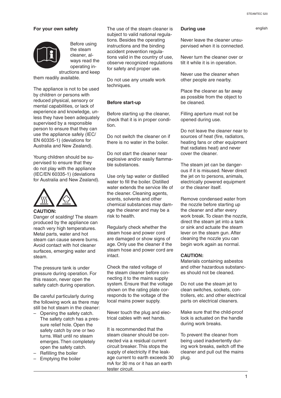 Nilfisk-ALTO STEAMTEC 520 User Manual | Page 3 / 81