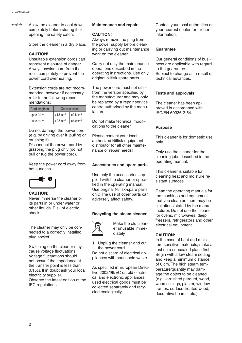 Nilfisk-ALTO STEAMTEC 520 User Manual | Page 4 / 81