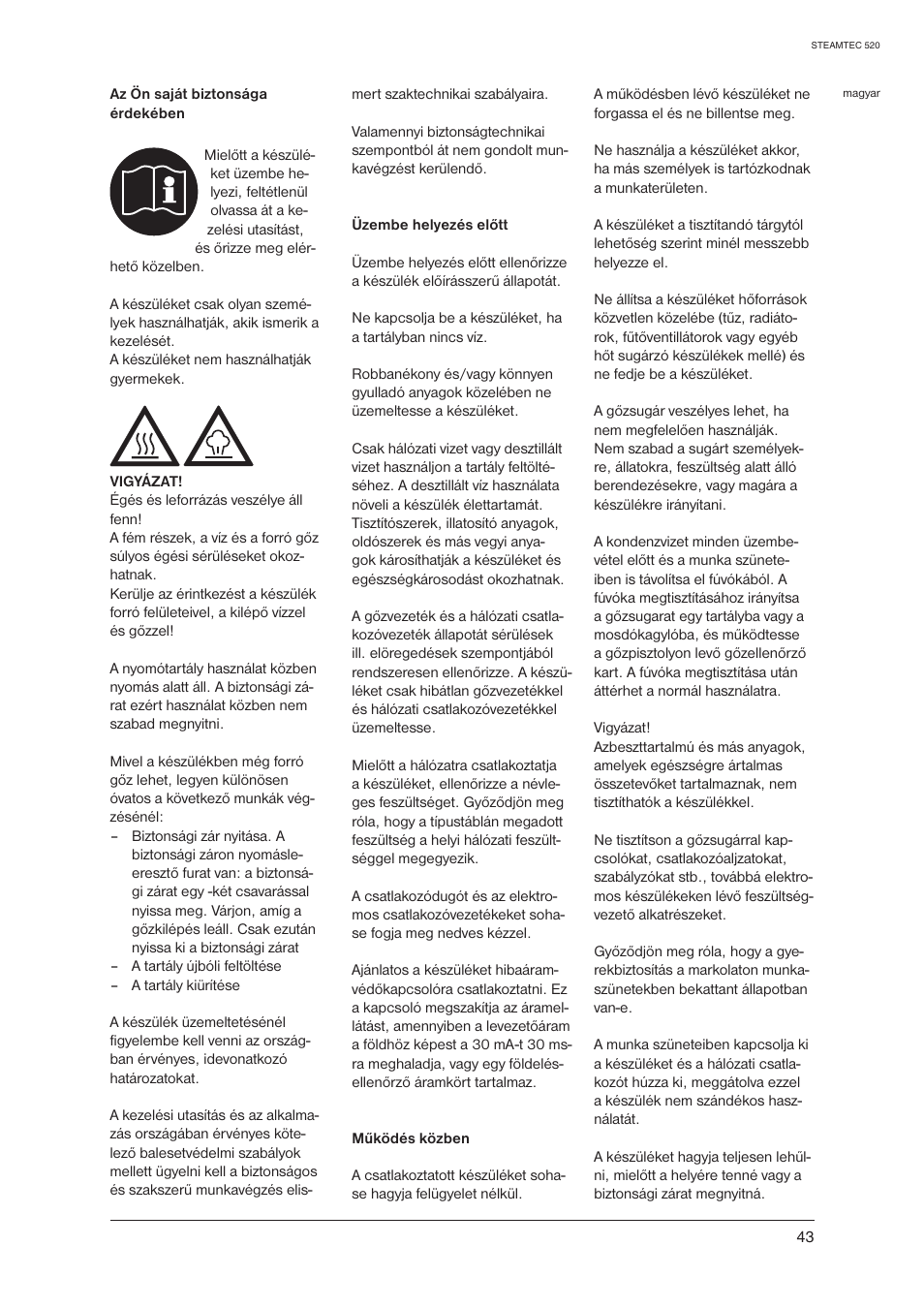 Nilfisk-ALTO STEAMTEC 520 User Manual | Page 45 / 81