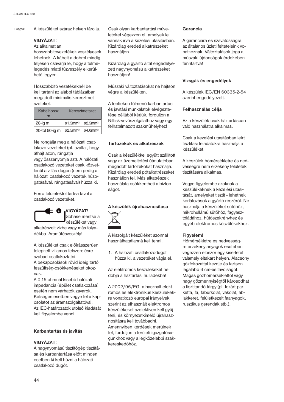 Nilfisk-ALTO STEAMTEC 520 User Manual | Page 46 / 81