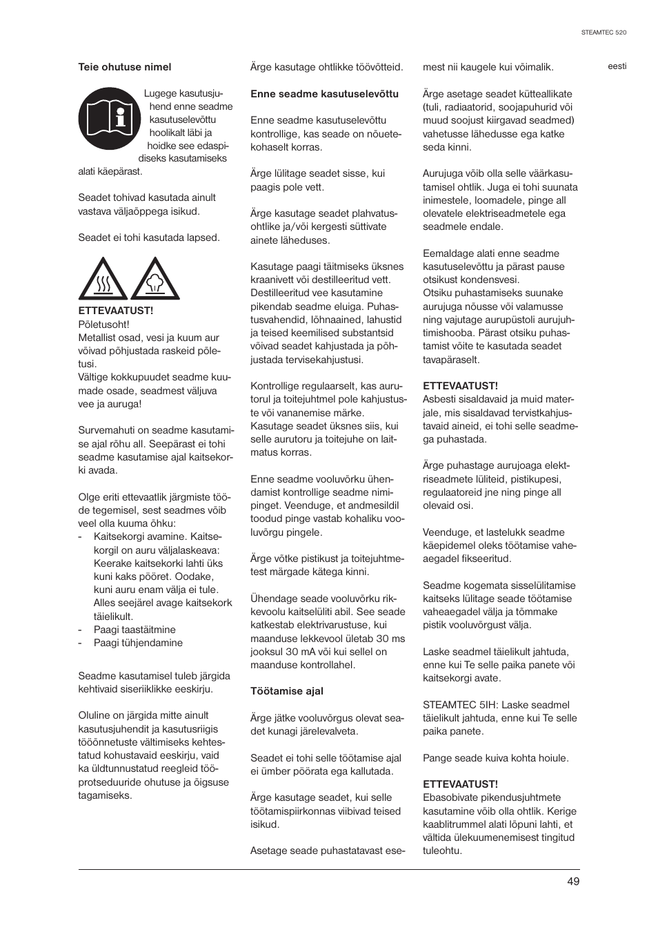 Nilfisk-ALTO STEAMTEC 520 User Manual | Page 51 / 81