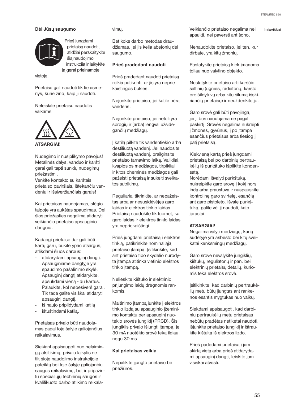 Nilfisk-ALTO STEAMTEC 520 User Manual | Page 57 / 81