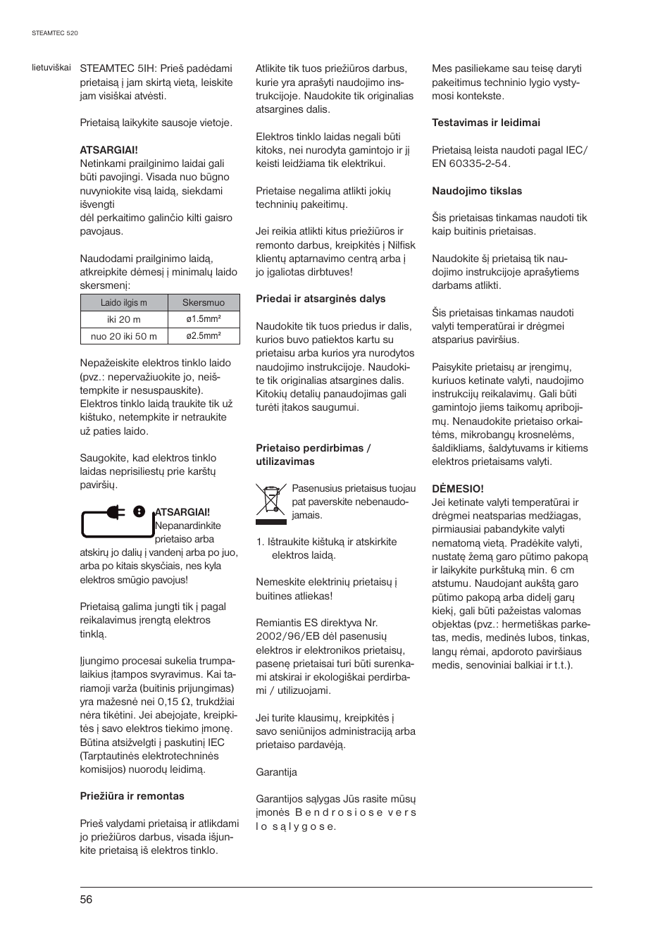 Nilfisk-ALTO STEAMTEC 520 User Manual | Page 58 / 81