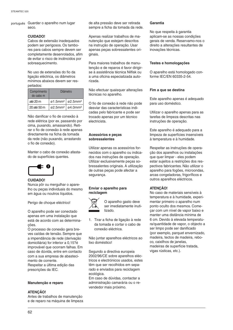 Nilfisk-ALTO STEAMTEC 520 User Manual | Page 64 / 81