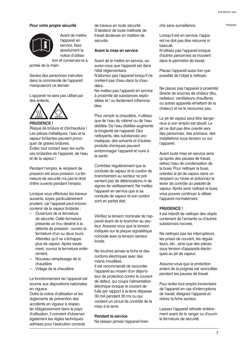 Nilfisk-ALTO STEAMTEC 520 User Manual | Page 9 / 81