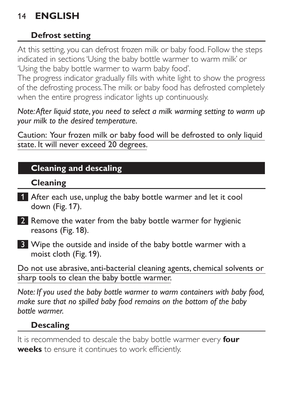 Philips AVENT Baby-Fläschchenwärmer User Manual | Page 14 / 64