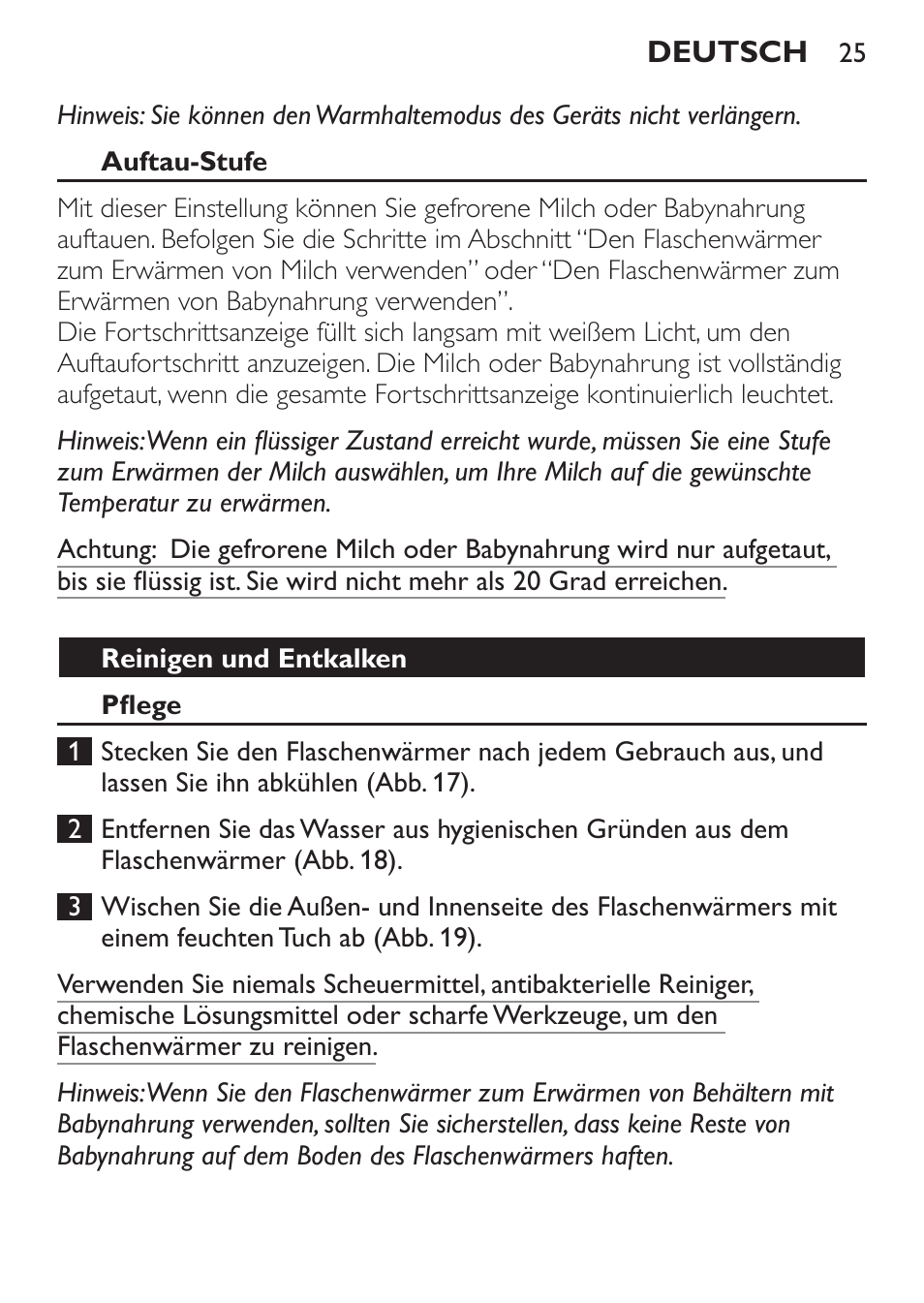Philips AVENT Baby-Fläschchenwärmer User Manual | Page 25 / 64