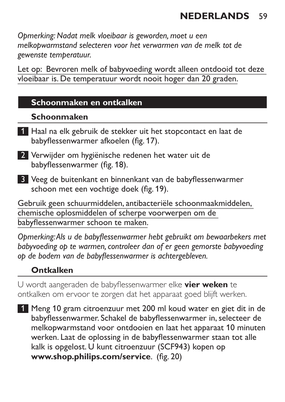 Philips AVENT Baby-Fläschchenwärmer User Manual | Page 59 / 64