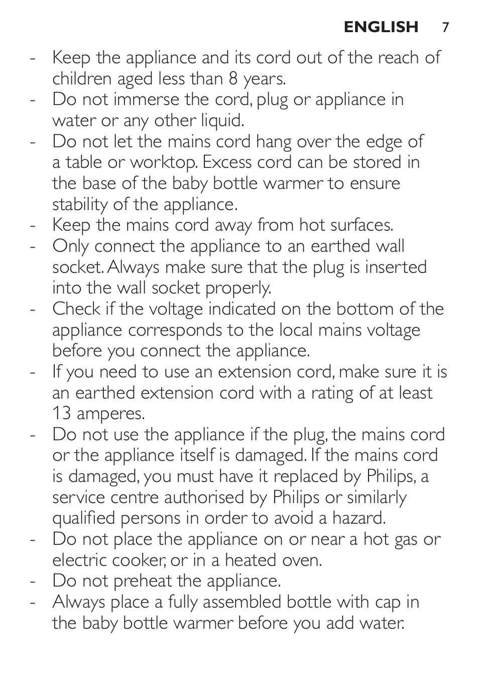 Philips AVENT Baby-Fläschchenwärmer User Manual | Page 7 / 64