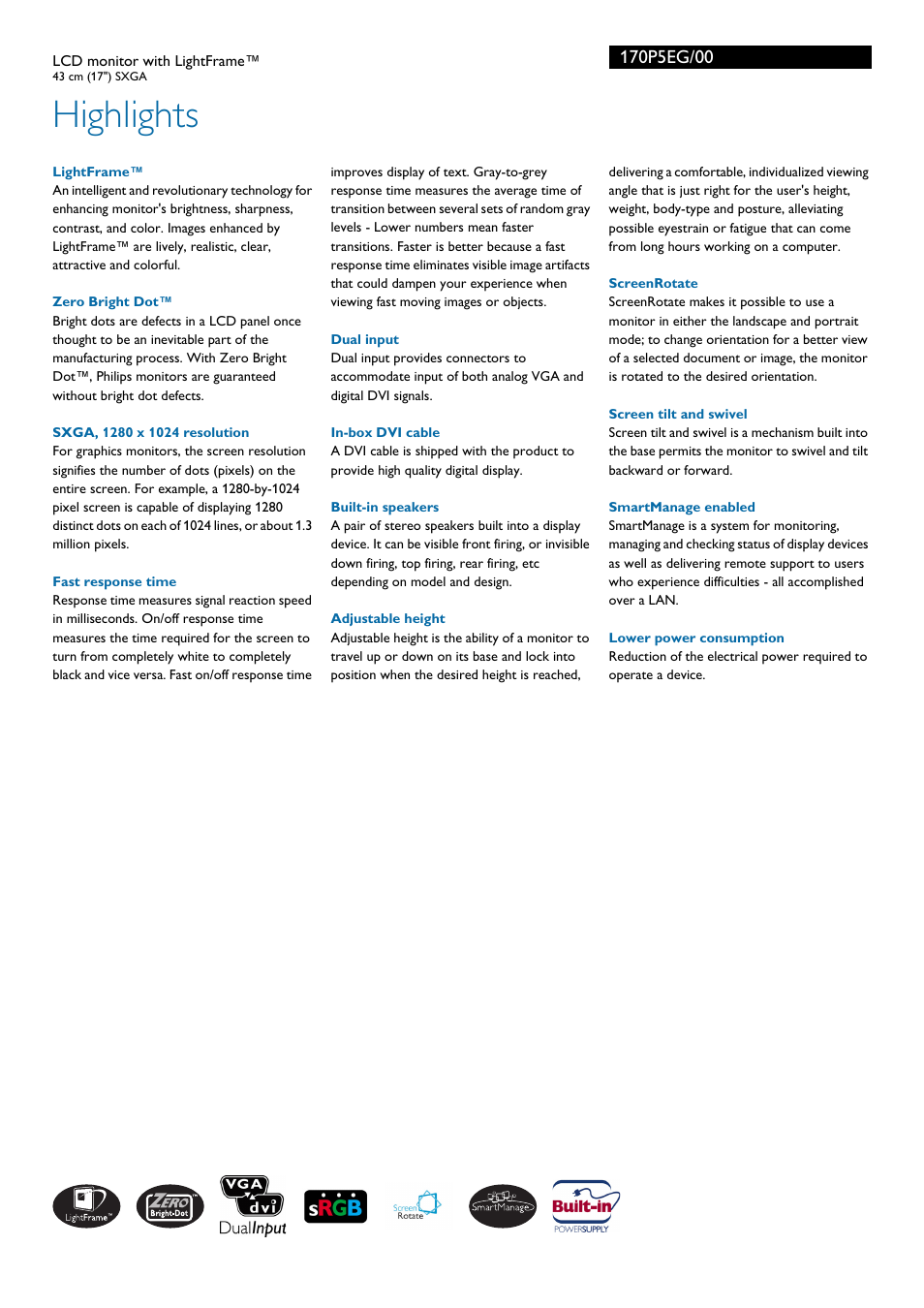 Highlights | Philips LCD-Monitor User Manual | Page 2 / 3