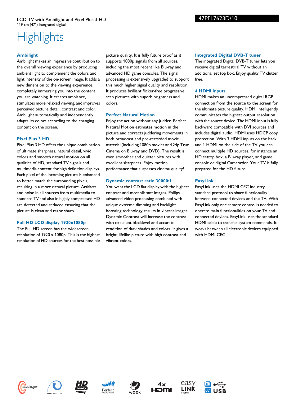 Highlights | Philips LCD-Fernsehgerät User Manual | Page 2 / 3