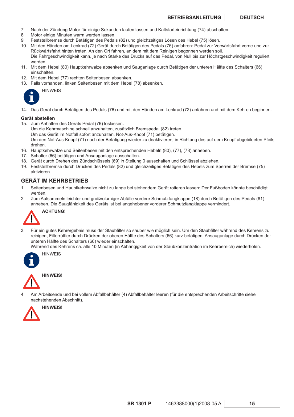 Nilfisk-ALTO SR 1301 P User Manual | Page 17 / 132