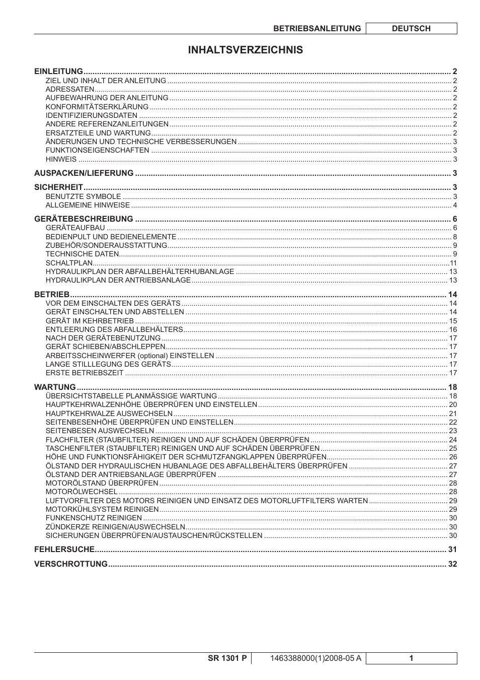 Nilfisk-ALTO SR 1301 P User Manual | Page 3 / 132
