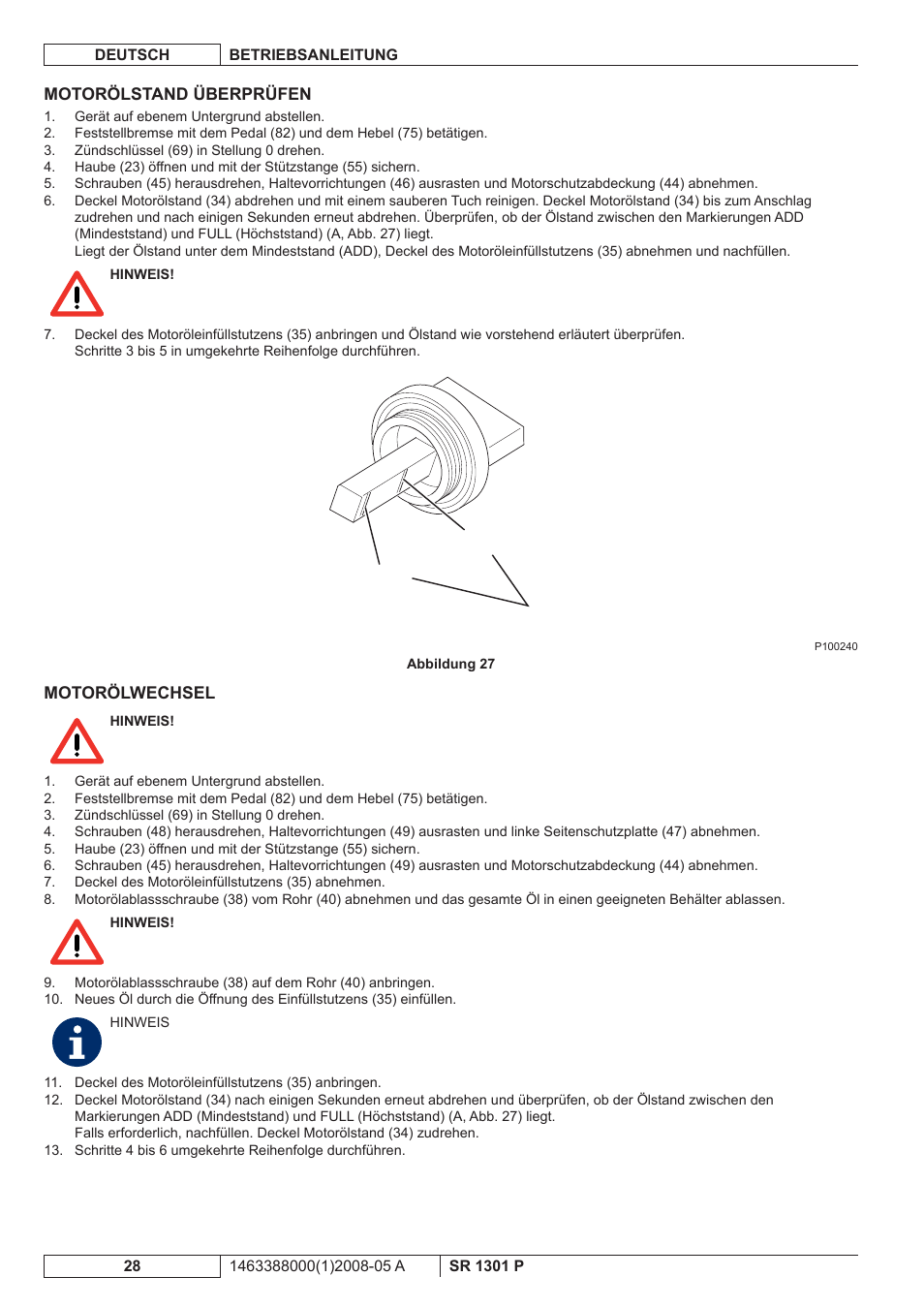 Nilfisk-ALTO SR 1301 P User Manual | Page 30 / 132