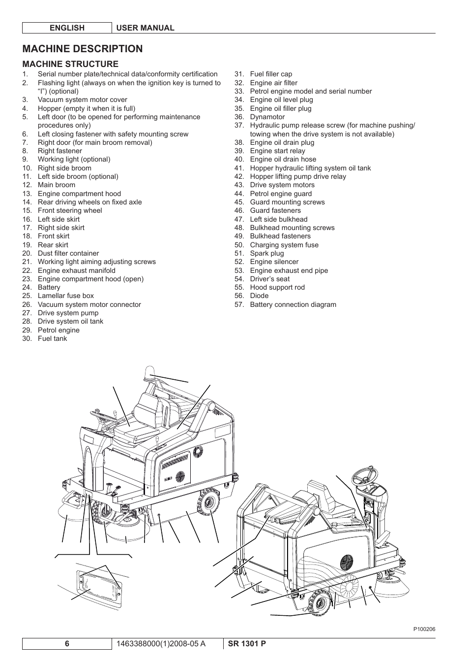 Machine description | Nilfisk-ALTO SR 1301 P User Manual | Page 72 / 132