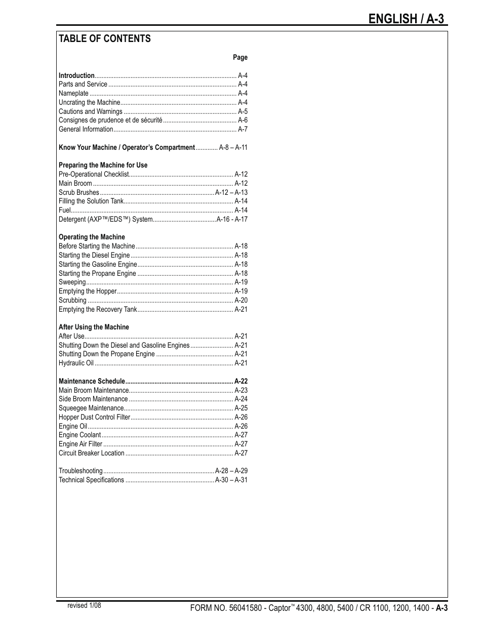 Nilfisk-ALTO Captor 4300 User Manual | Page 3 / 64