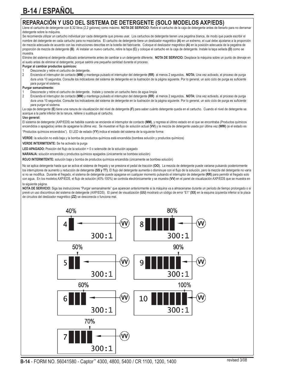 B-14 / español | Nilfisk-ALTO Captor 4300 User Manual | Page 44 / 64