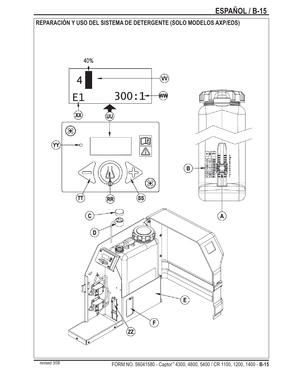 Español / b-15 | Nilfisk-ALTO Captor 4300 User Manual | Page 45 / 64