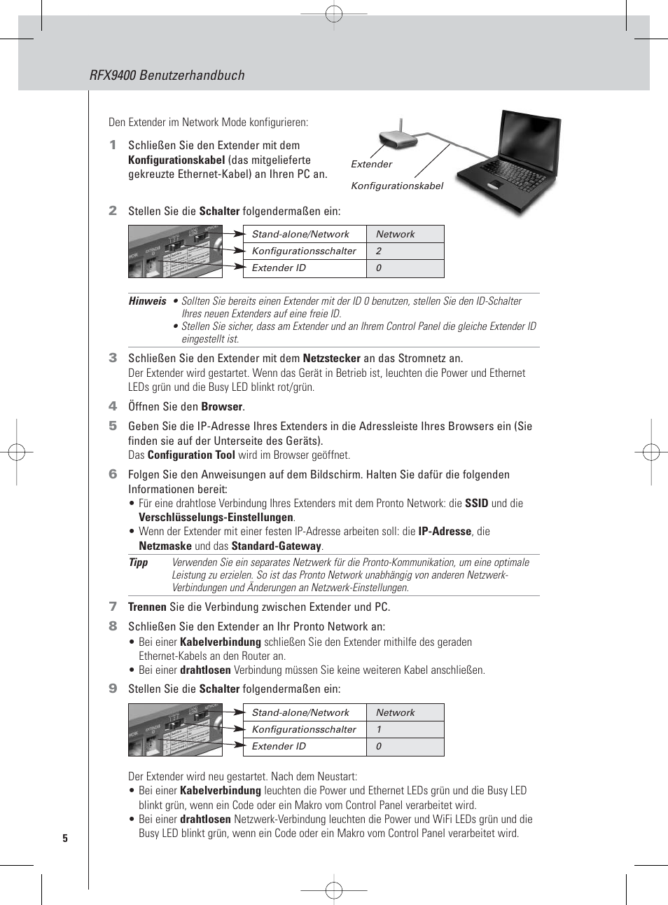 Rfx9400 benutzerhandbuch | Philips Pronto Wireless-Extender User Manual | Page 8 / 40