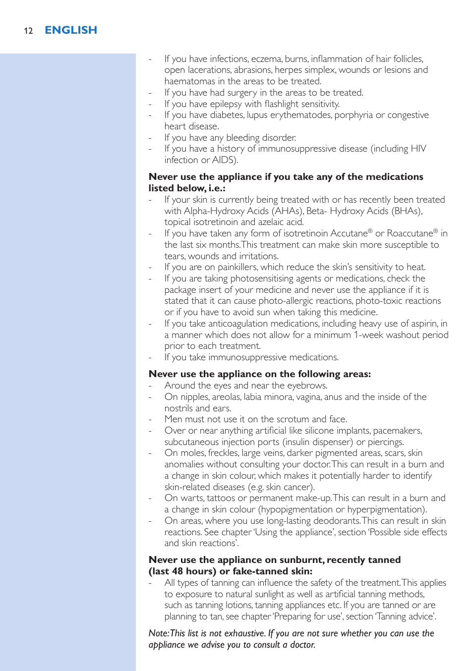 Philips Lumea Precision IPL Haarentfernungssystem User Manual | Page 12 / 114