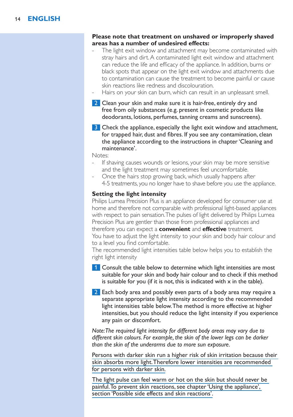 Philips Lumea Precision IPL Haarentfernungssystem User Manual | Page 14 / 114