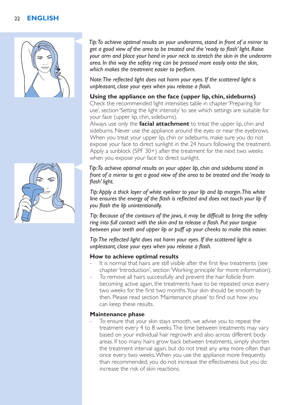 Philips Lumea Precision IPL Haarentfernungssystem User Manual | Page 22 / 114