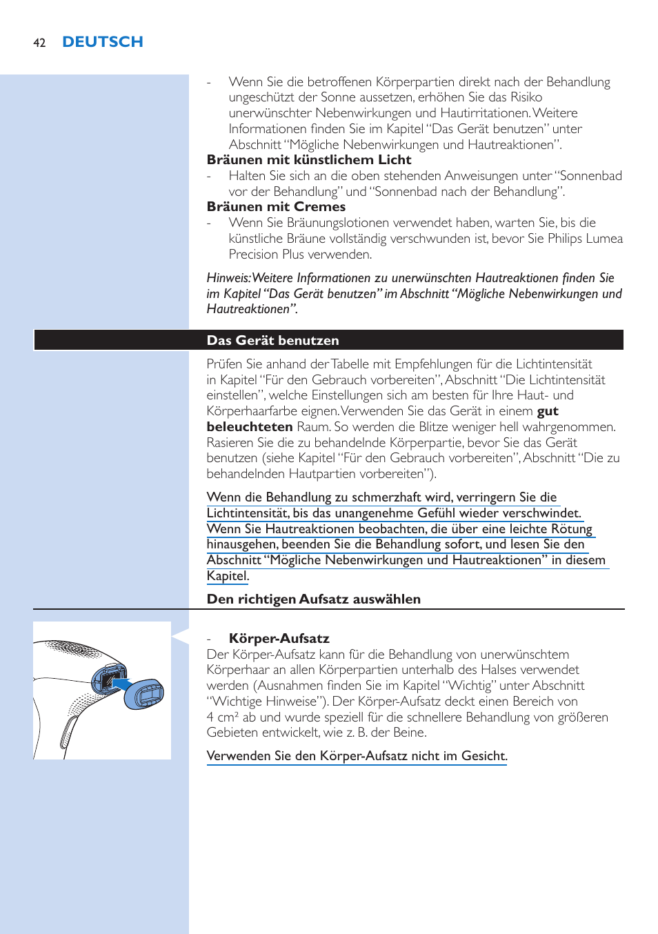 Philips Lumea Precision IPL Haarentfernungssystem User Manual | Page 42 / 114