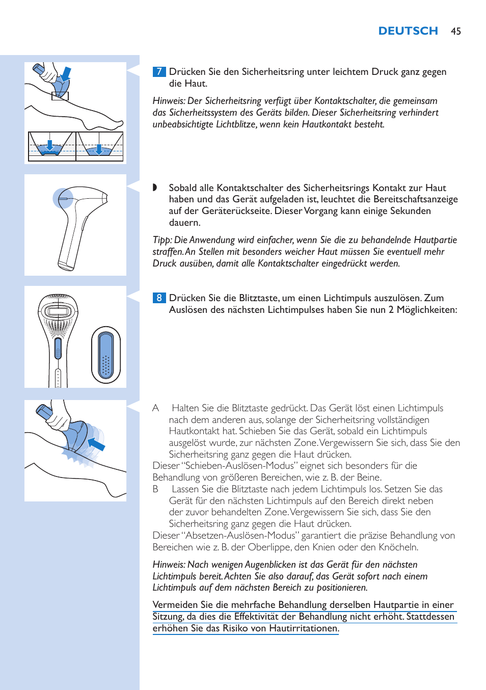 Philips Lumea Precision IPL Haarentfernungssystem User Manual | Page 45 / 114