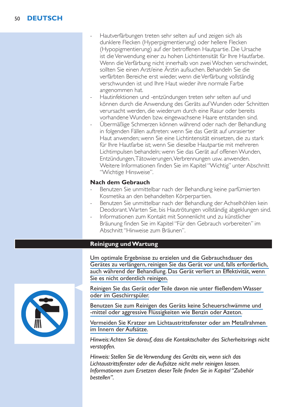 Philips Lumea Precision IPL Haarentfernungssystem User Manual | Page 50 / 114