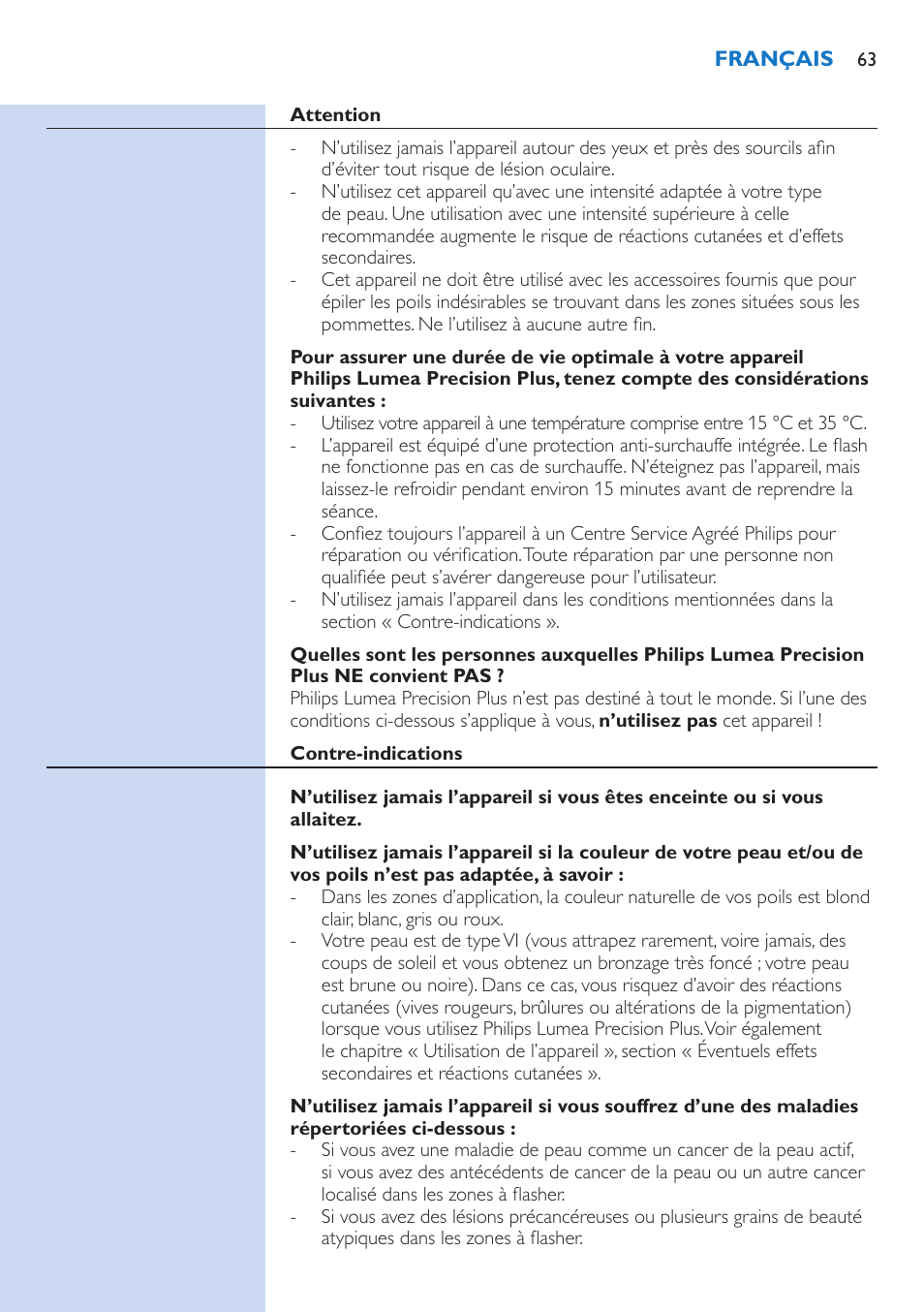 Philips Lumea Precision IPL Haarentfernungssystem User Manual | Page 63 / 114