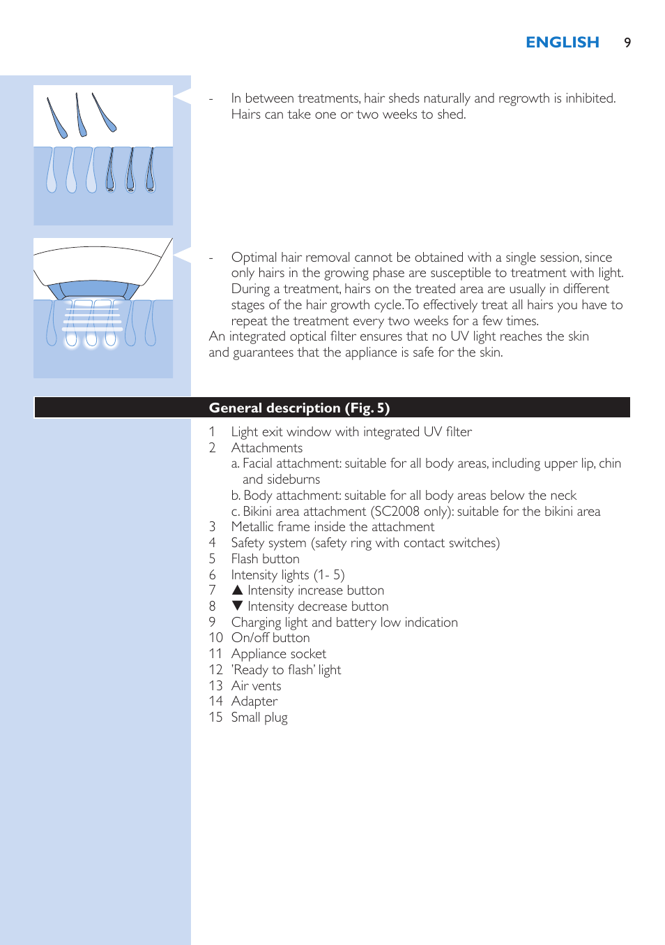 Philips Lumea Precision IPL Haarentfernungssystem User Manual | Page 9 / 114