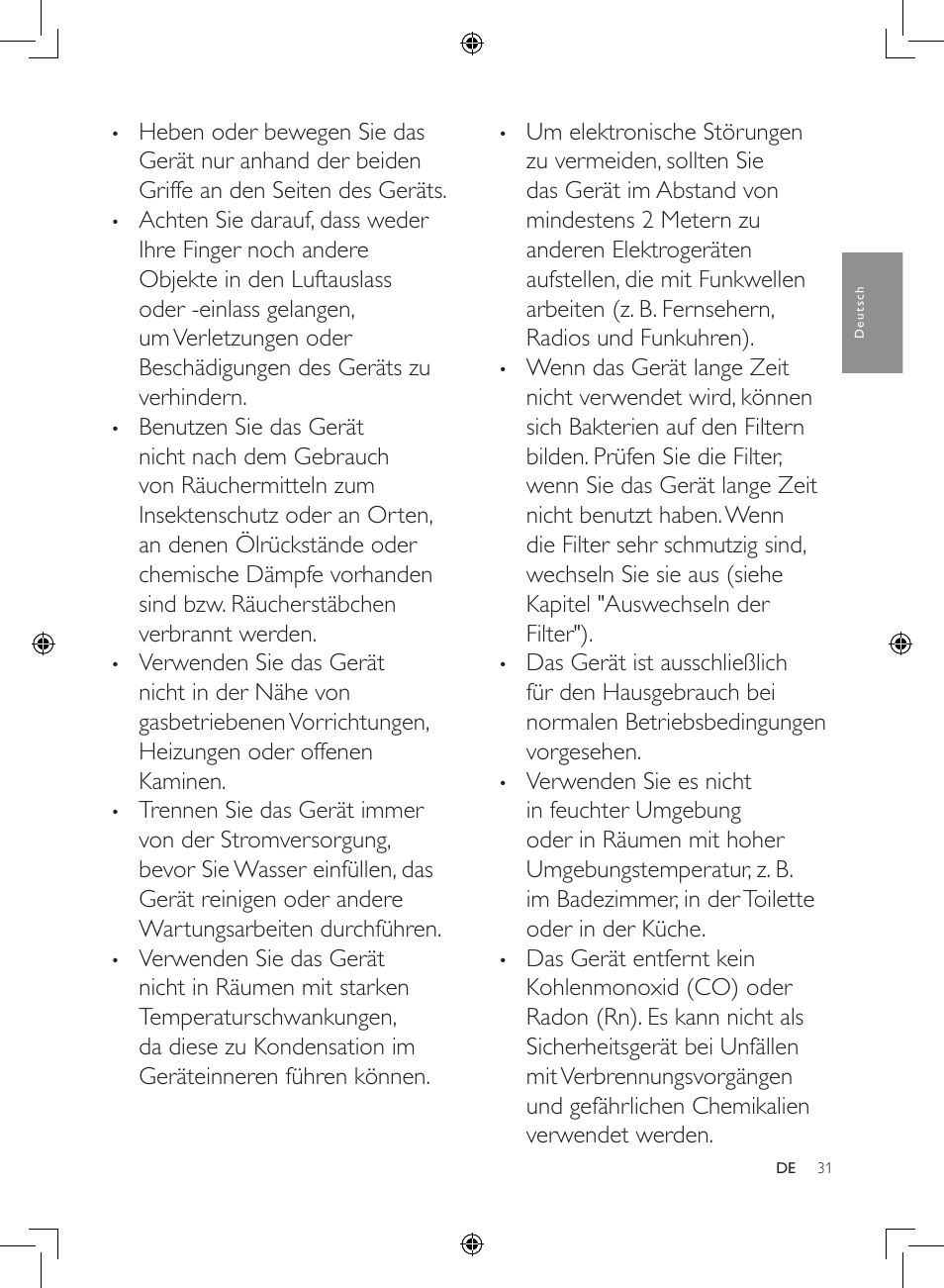 Philips 2-in-1-Kombigerät zur Luftreinigung u. -befeuchtung User Manual | Page 31 / 108