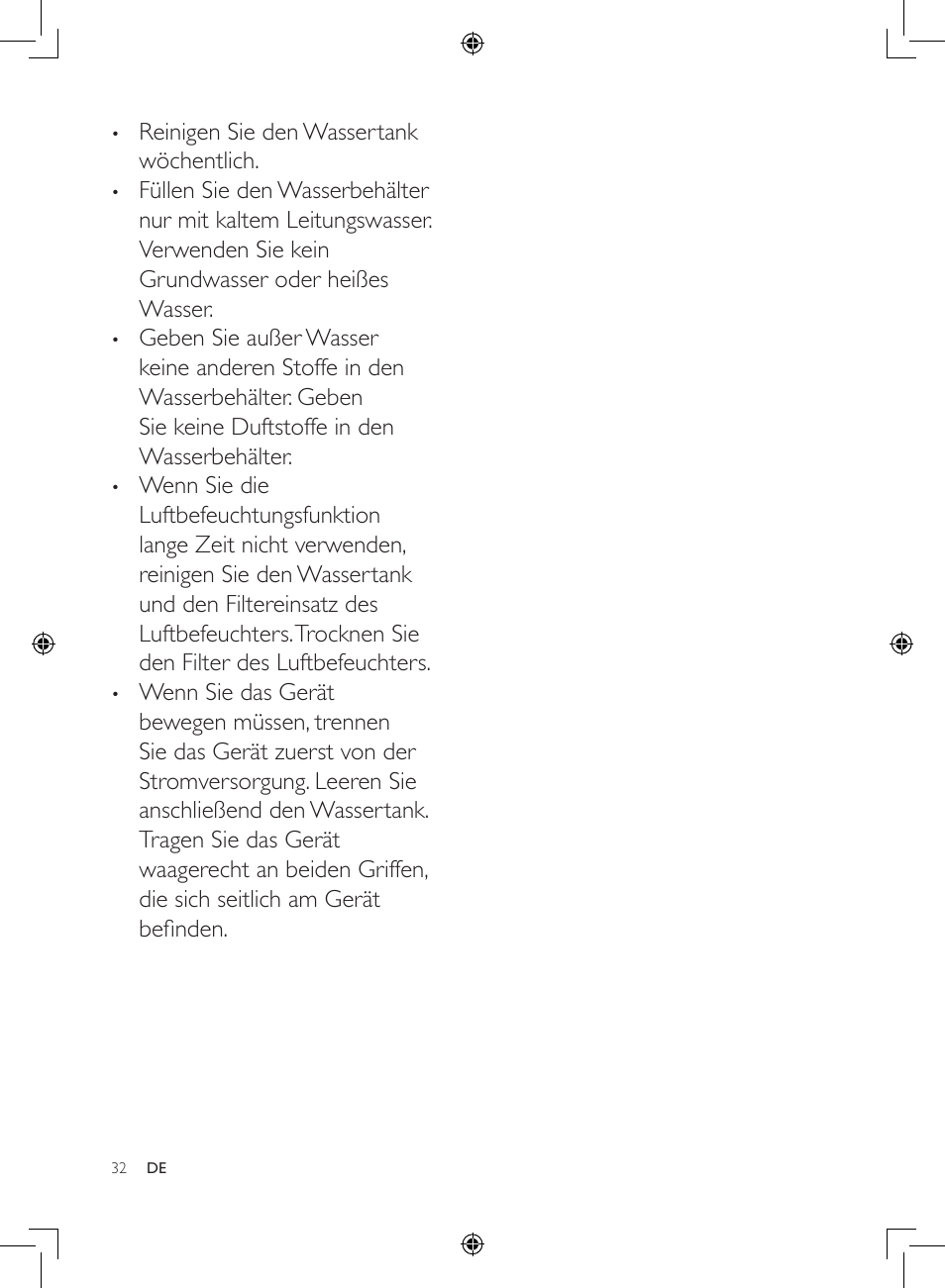 Philips 2-in-1-Kombigerät zur Luftreinigung u. -befeuchtung User Manual | Page 32 / 108