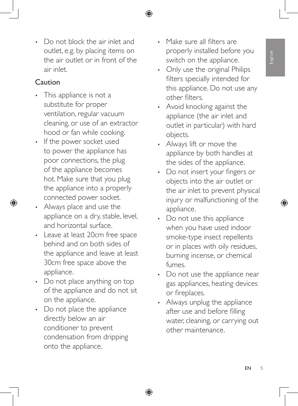 Philips 2-in-1-Kombigerät zur Luftreinigung u. -befeuchtung User Manual | Page 5 / 108