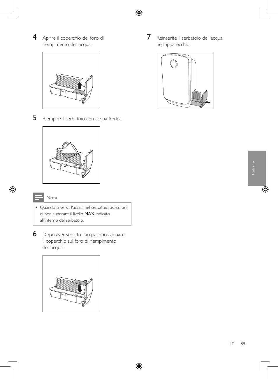 Philips 2-in-1-Kombigerät zur Luftreinigung u. -befeuchtung User Manual | Page 89 / 108