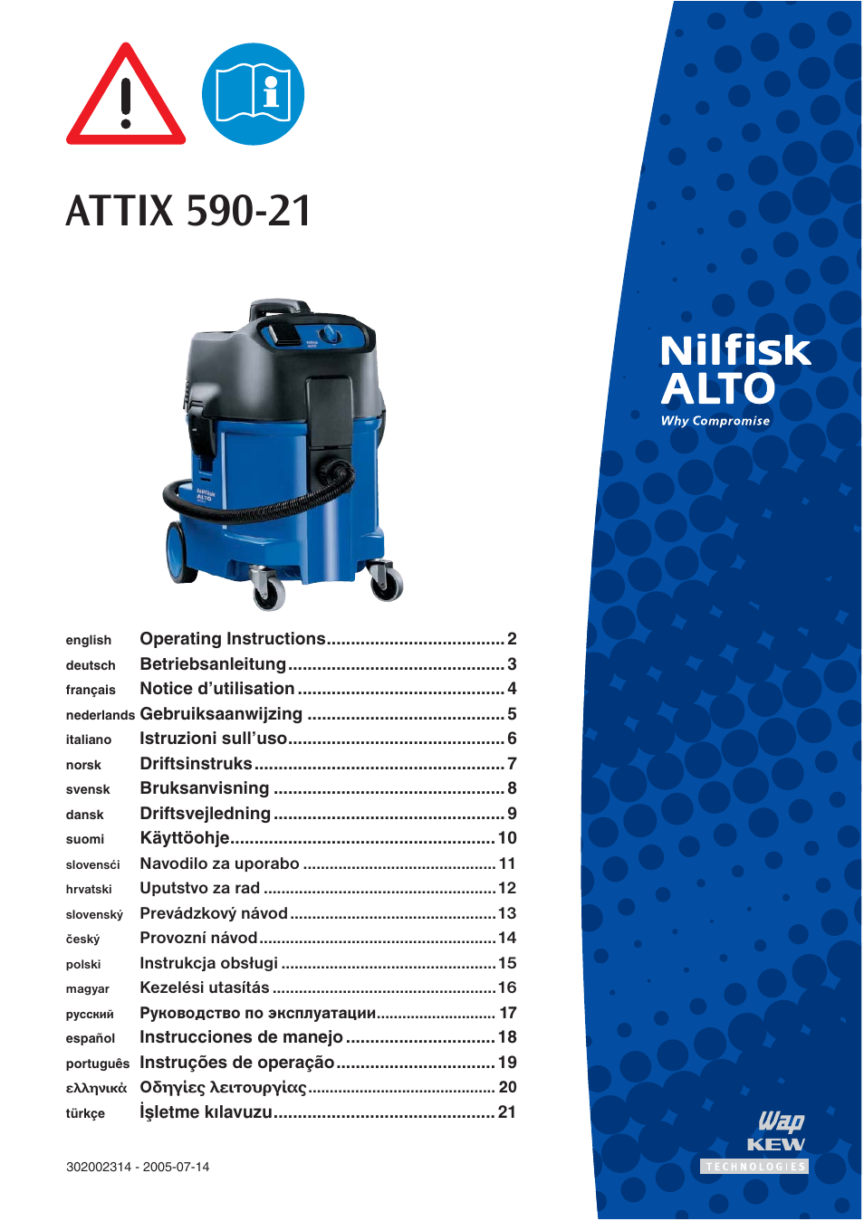 Nilfisk-ALTO ATTIX 590-21 User Manual | 20 pages