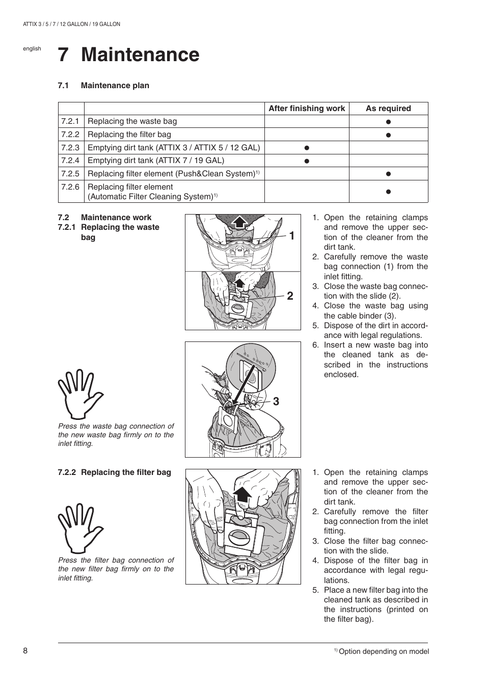 7 maintenance | Nilfisk-ALTO ATTIX 590-21 User Manual | Page 14 / 20