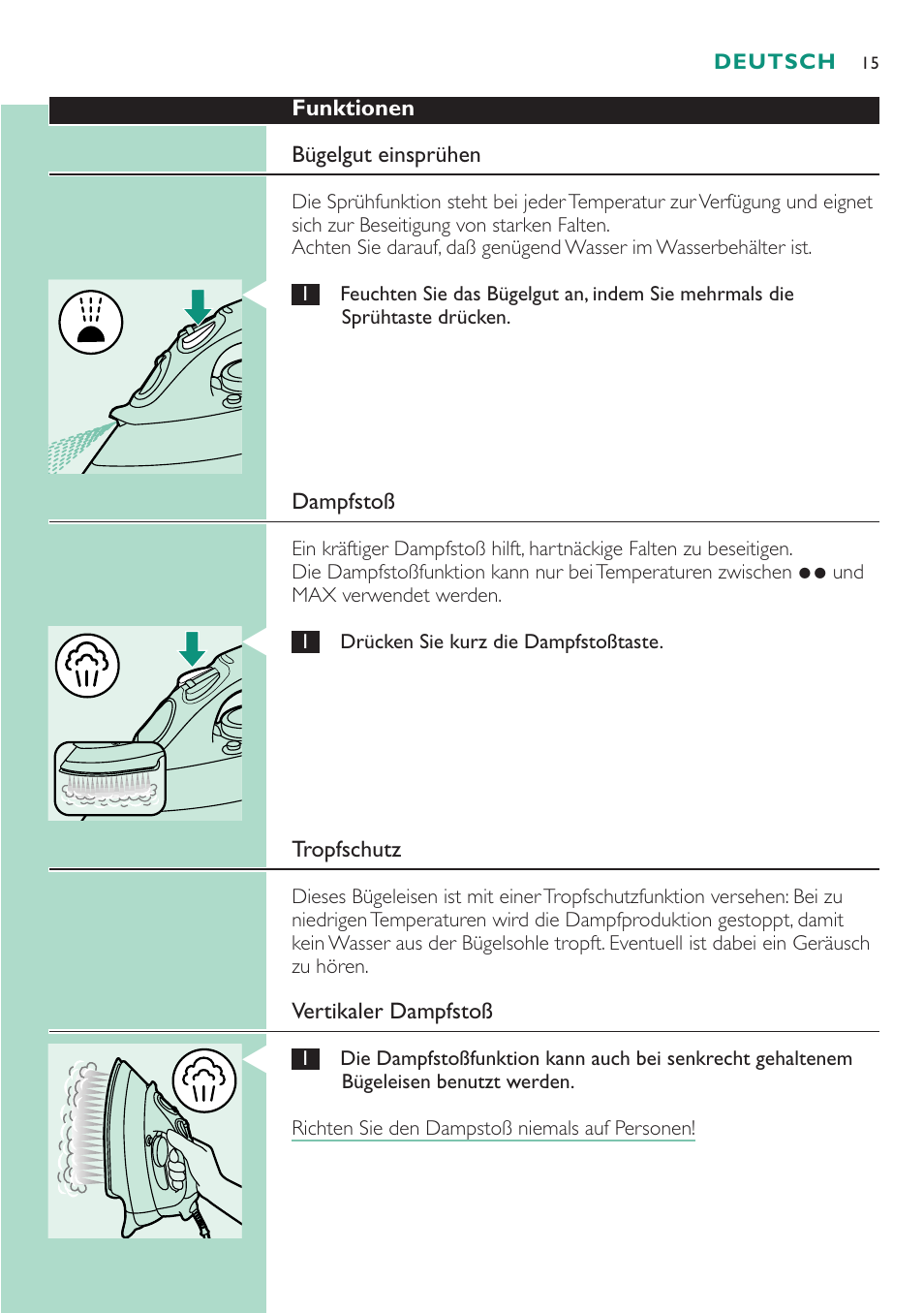 Philips Dampfbügeleisen User Manual | Page 15 / 48