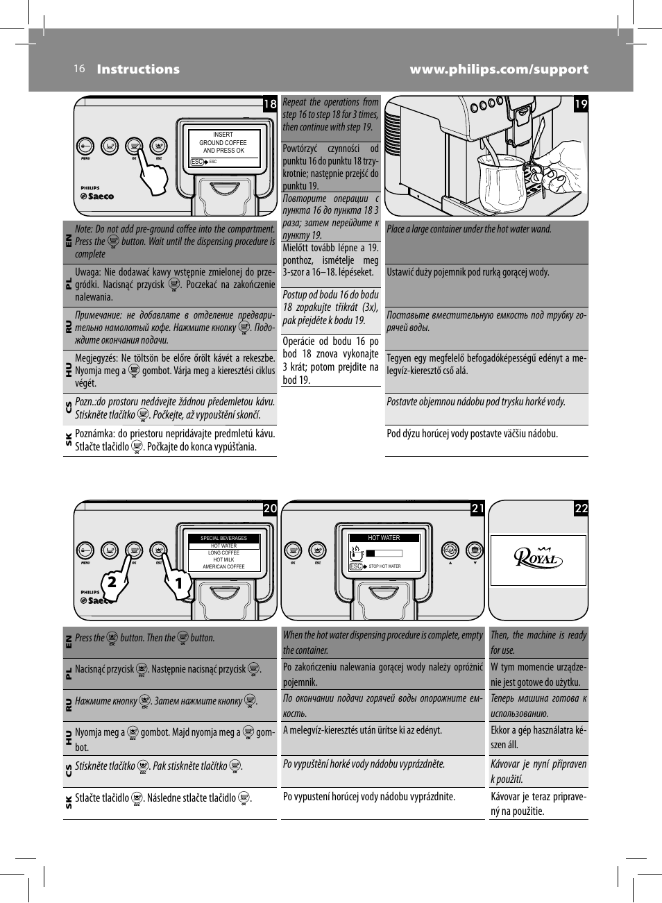 Philips Saeco Kaffeevollautomat User Manual | Page 16 / 72