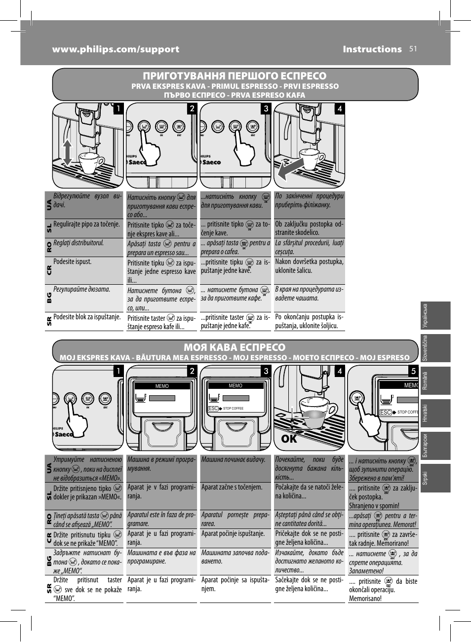 Приготування першого еспресо, Моя кава еспресо | Philips Saeco Kaffeevollautomat User Manual | Page 51 / 72