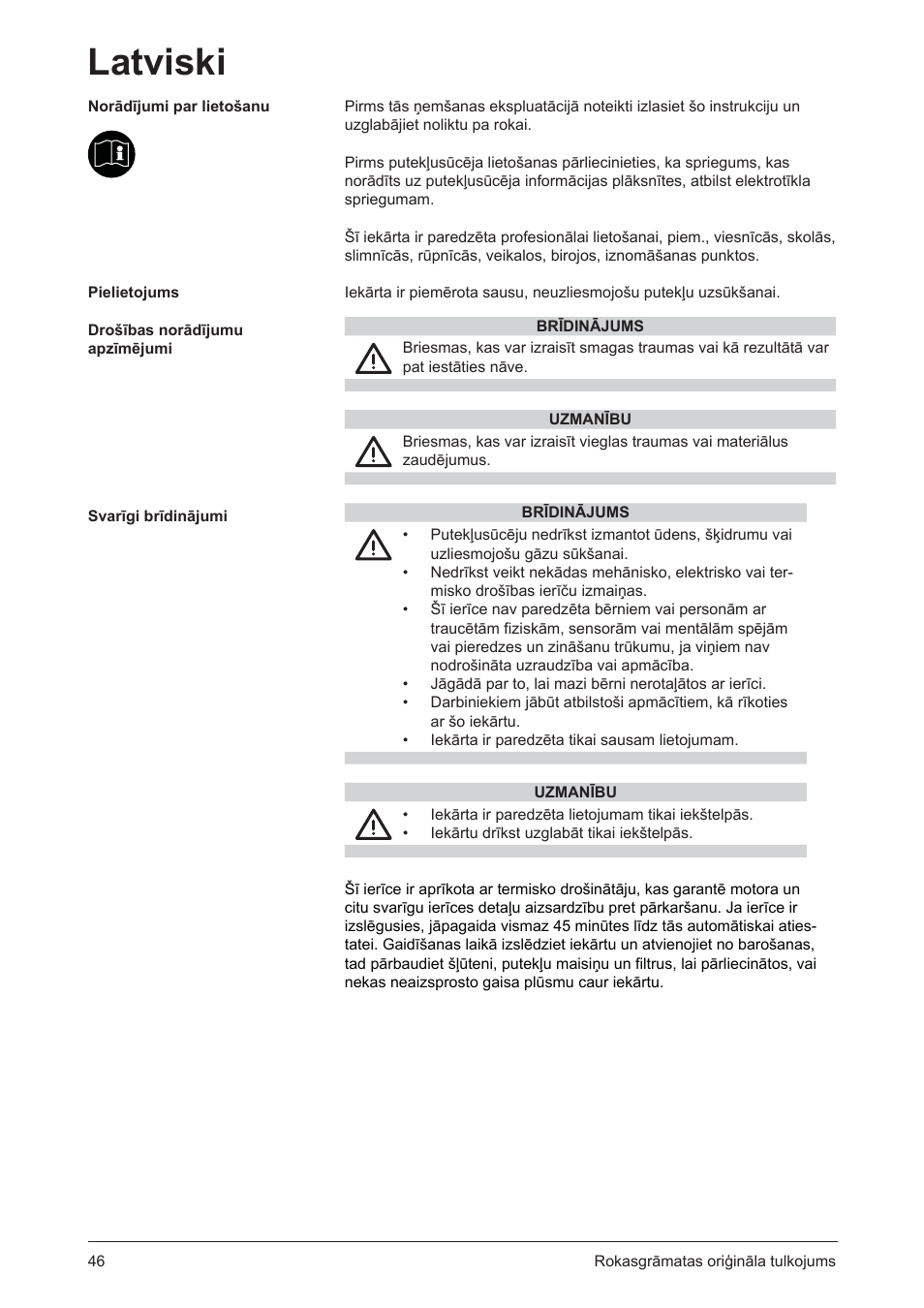 Latviski | Nilfisk-ALTO SALTIX VC300 User Manual | Page 6 / 12