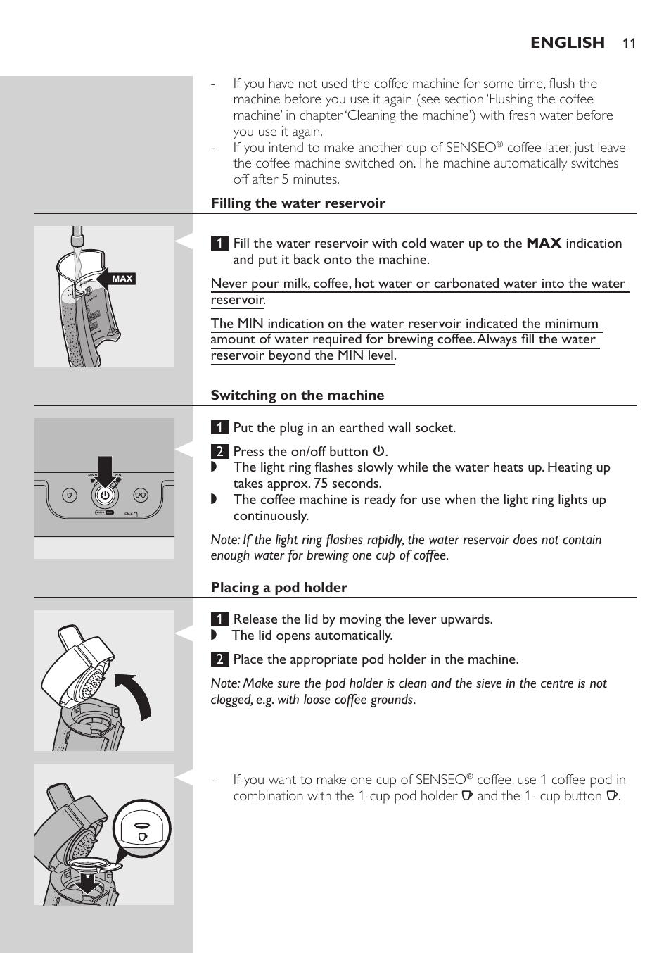 Philips SENSEO® Viva Café Kaffeepadmaschine User Manual | Page 11 / 78