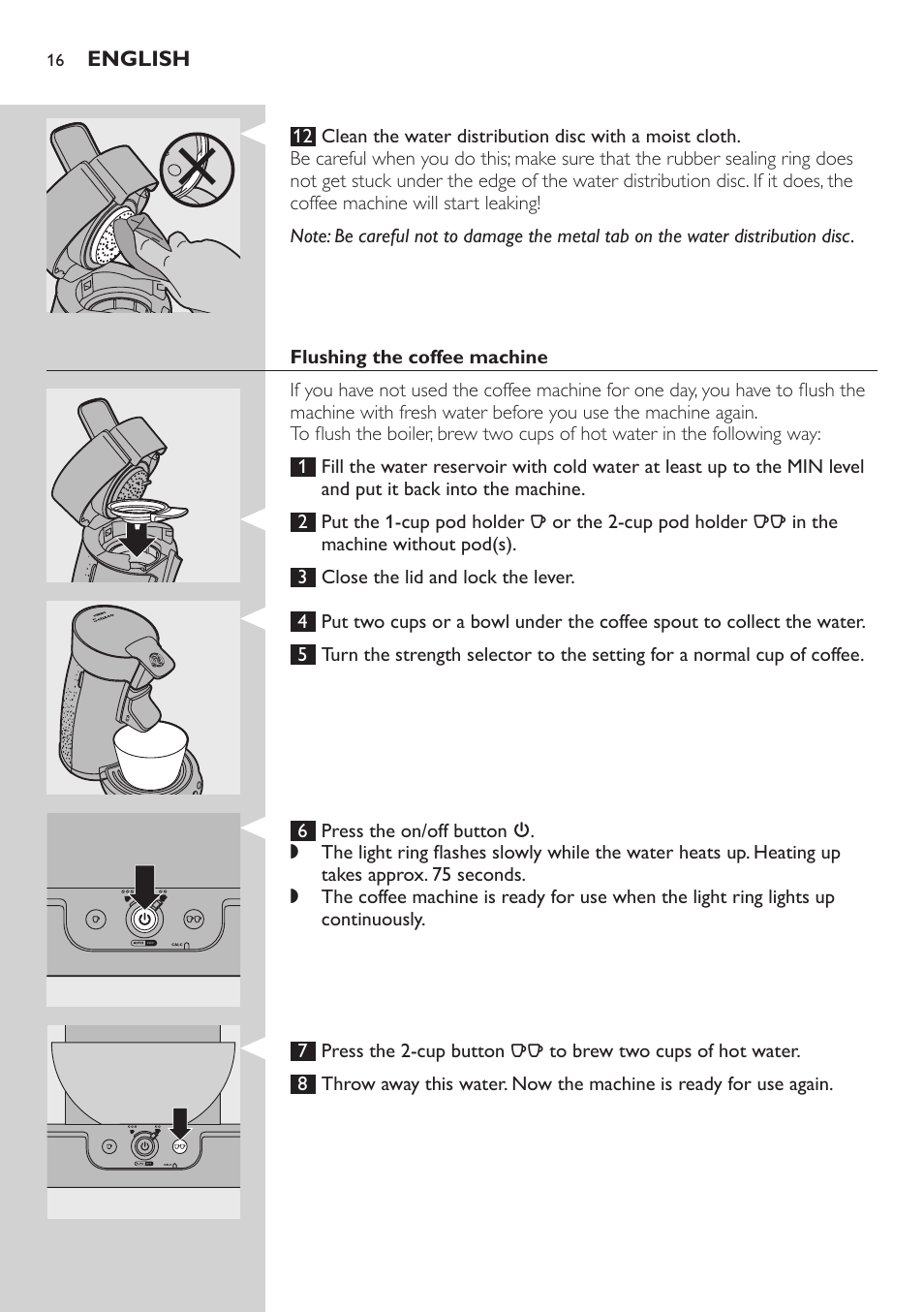 Philips SENSEO® Viva Café Kaffeepadmaschine User Manual | Page 16 / 78