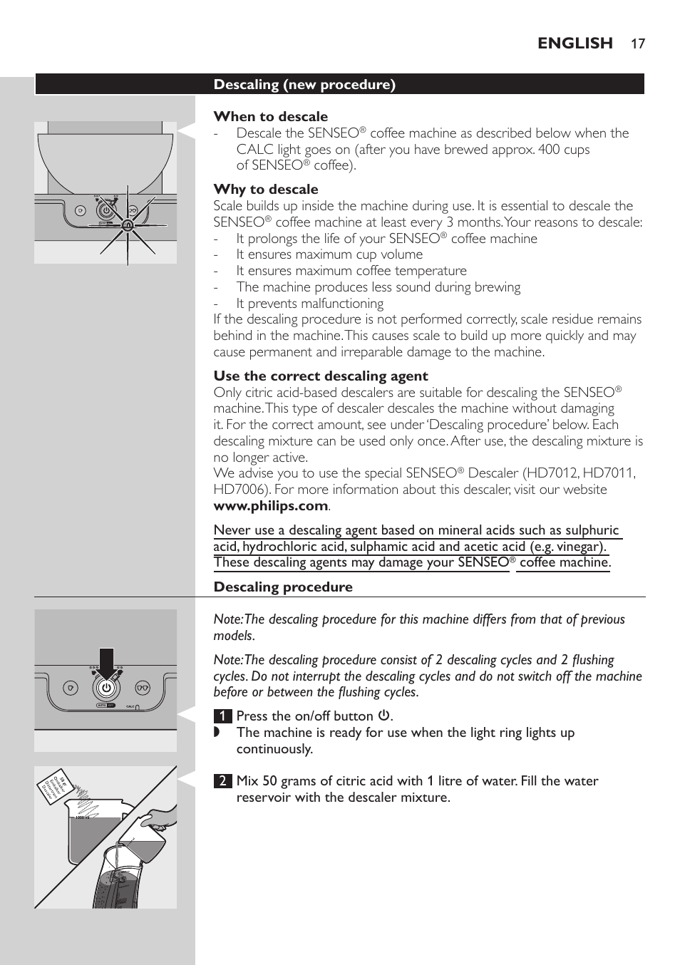 Philips SENSEO® Viva Café Kaffeepadmaschine User Manual | Page 17 / 78
